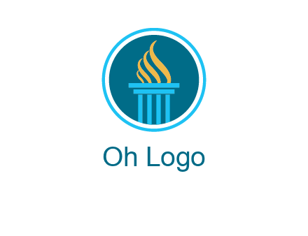 pillar with flames logo
