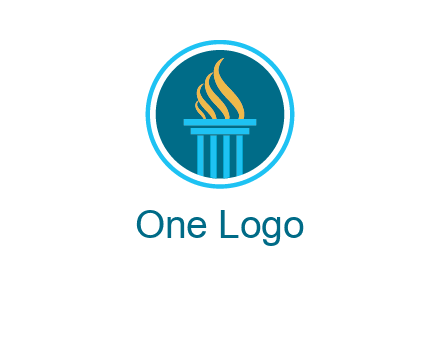pillar with flames logo