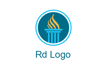 pillar with flames logo