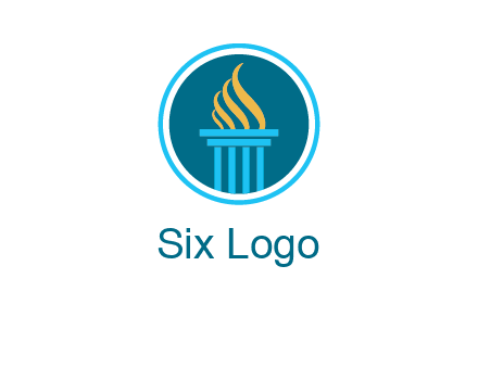 pillar with flames logo