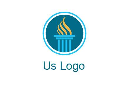 pillar with flames logo