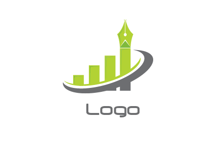 bar graph with pen in swoosh logo
