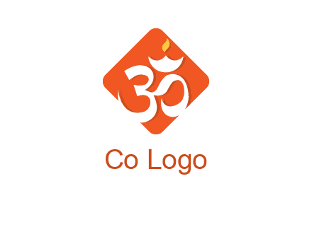 om symbol in square logo