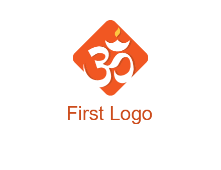 om symbol in square logo