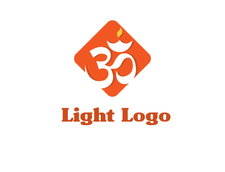 om symbol in square logo