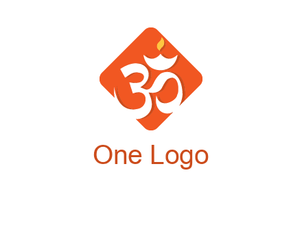 om symbol in square logo
