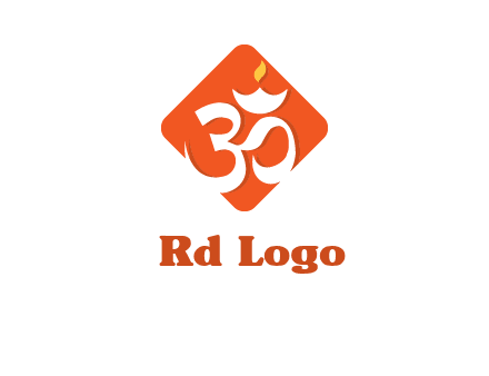 om symbol in square logo