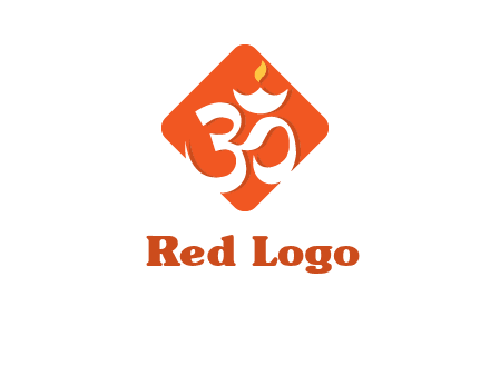 om symbol in square logo