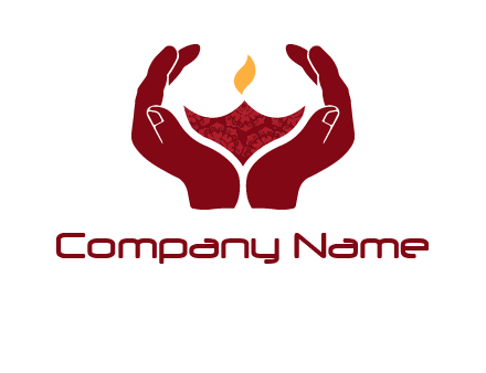 hand in religious lamp logo